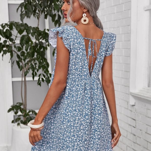 Ruffle Armhole Floral Dress - Picture 2 of 3